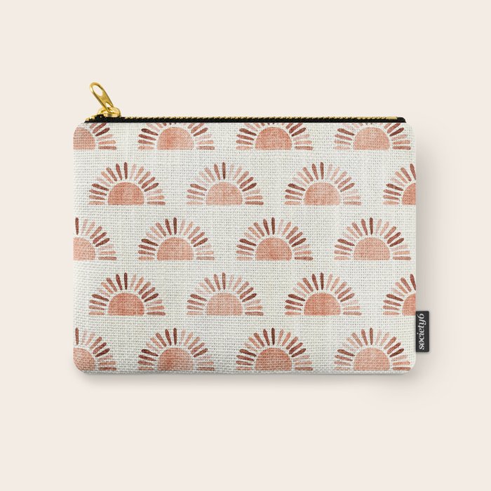 block print suns - multi colored terra cotta Carry All Pouch Gallery Image 1