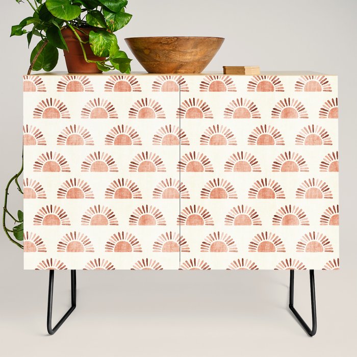 block print suns - multi colored terra cotta Credenza Gallery Image 2