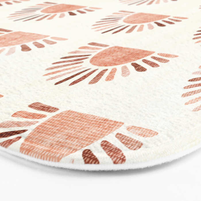 block print suns - multi colored terra cotta Bath Mat Gallery Image 3