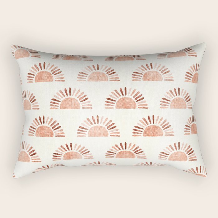 block print suns - multi colored terra cotta Rectangular Pillow Gallery Image 2