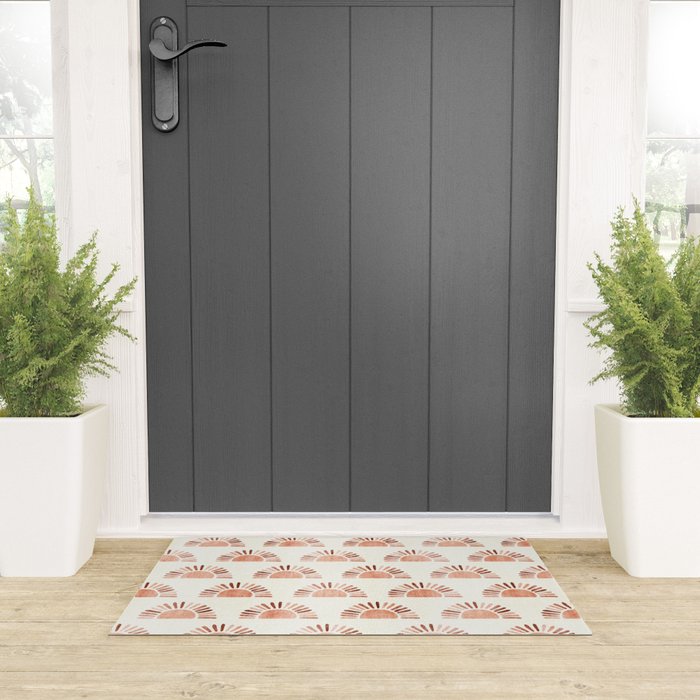 block print suns - multi colored terra cotta Welcome Mat Gallery Image 3