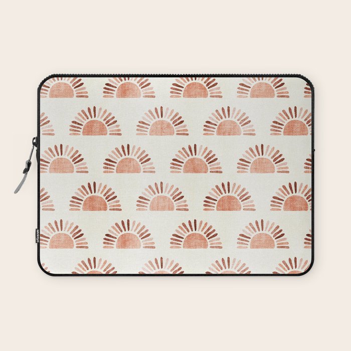 block print suns - multi colored terra cotta Laptop Sleeve Gallery Image 1