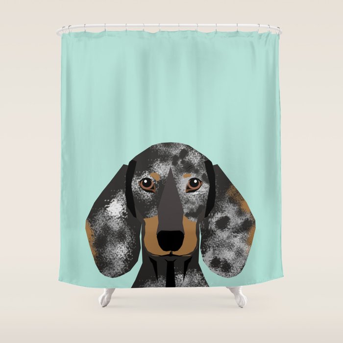 Doxie Dachshund merle dapple dog cute must have dog accessories dog gifts cute doxies dachshunds des Shower Curtain Gallery Image 1