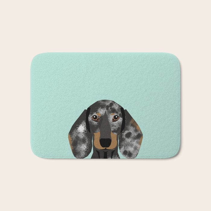 Doxie Dachshund merle dapple dog cute must have dog accessories dog gifts cute doxies dachshunds des Bath Mat Gallery Image 1