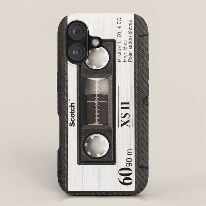 Cassette Tape Black And White #decor #society6 #buyart iPhone Case Gallery Image 1