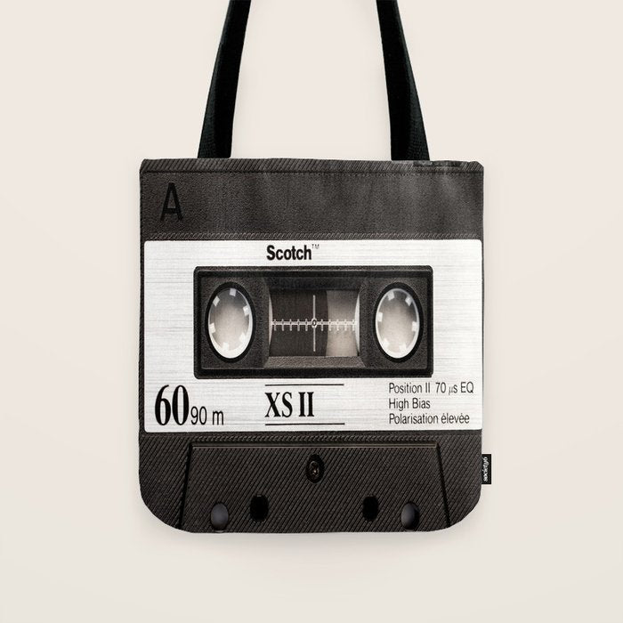 Cassette Tape Black And White #decor #society6 #buyart Tote Bag Gallery Image 1