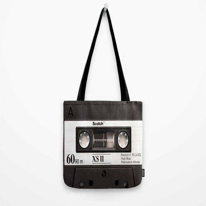 Cassette Tape Black And White #decor #society6 #buyart Tote Bag Gallery Image 2