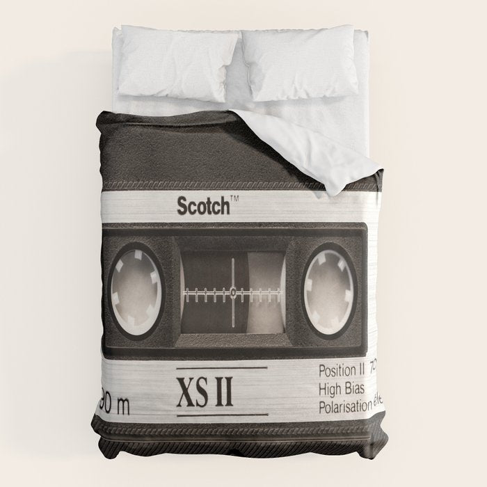 Cassette Tape Black And White #decor #society6 #buyart Duvet Cover Gallery Image 6