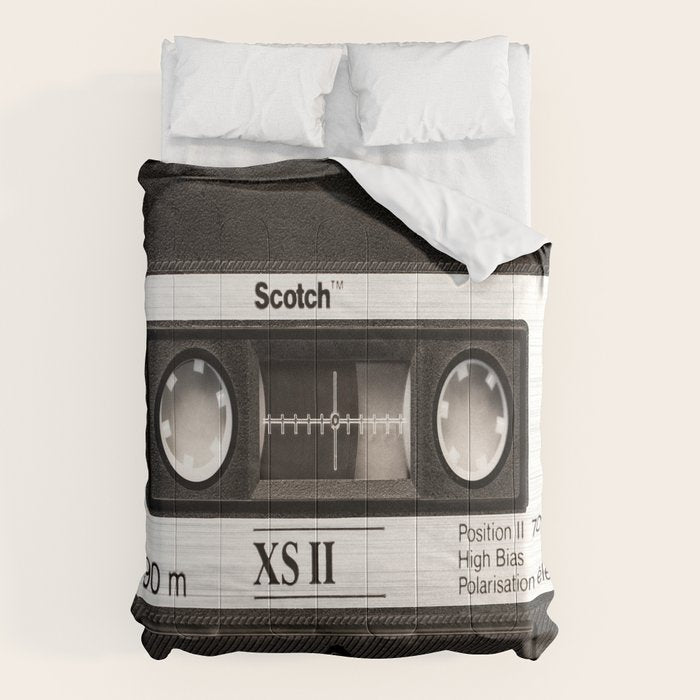 Cassette Tape Black And White #decor #society6 #buyart Comforter Gallery Image 1