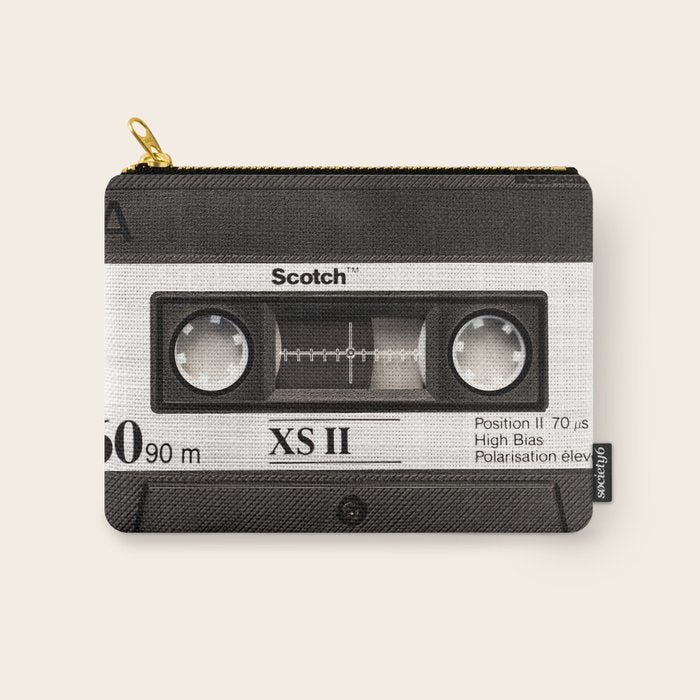Cassette Tape Black And White #decor #society6 #buyart Carry All Pouch Gallery Image 1