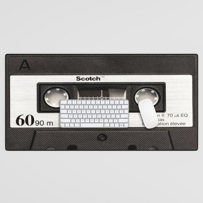 Cassette Tape Black And White #decor #society6 #buyart Desk Mat Gallery Image 1