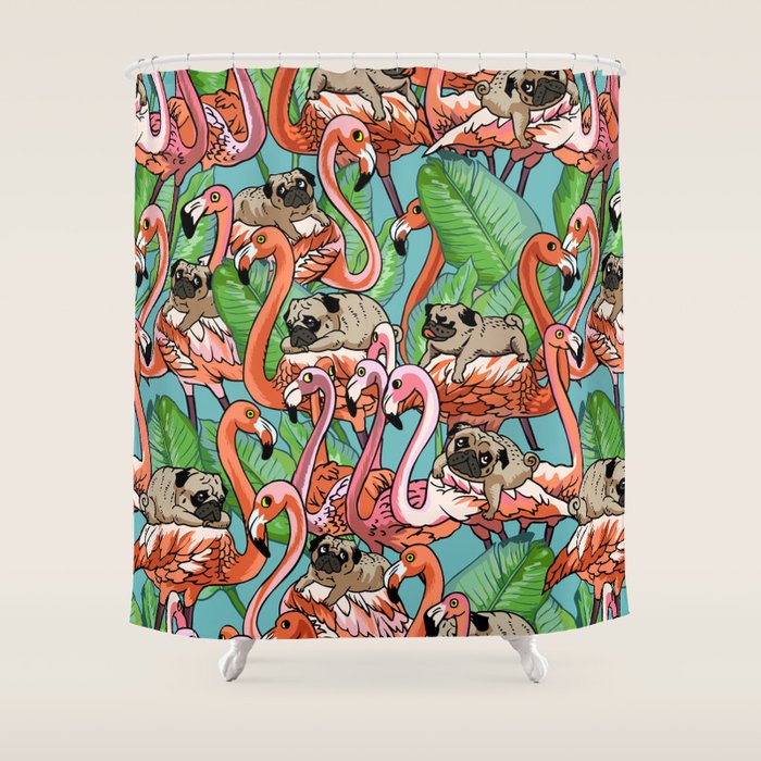 Flamingo Party Shower Curtain Gallery Image 1
