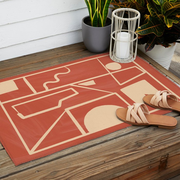 Modern Abstract Minimal Shapes 39/3 Outdoor Rug Gallery Image 2