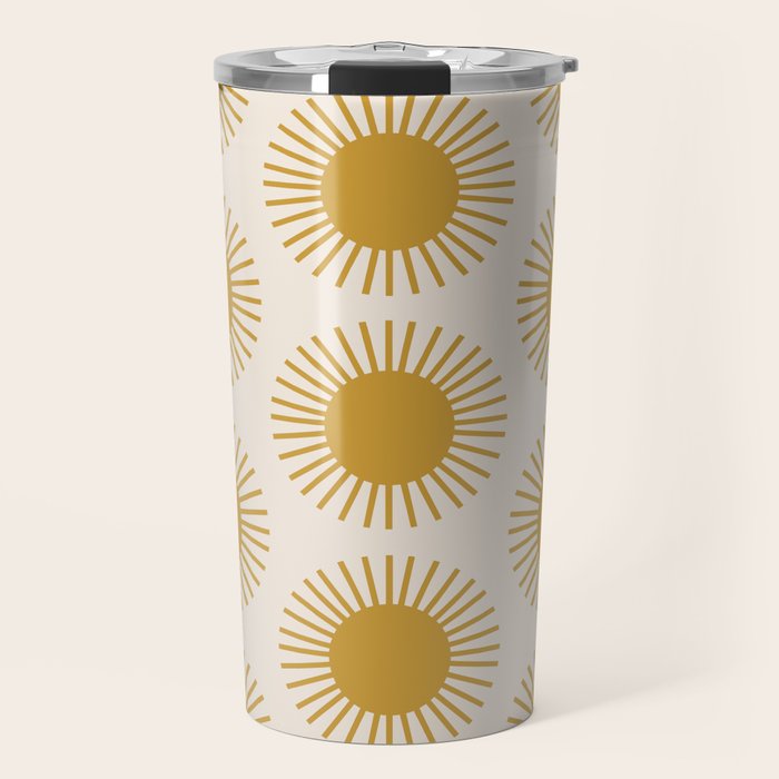 Boho Summer Sun Pattern I Golden Travel Mug Gallery Image 1