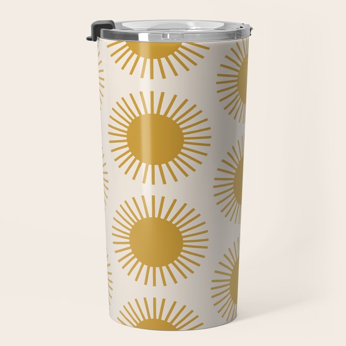 Boho Summer Sun Pattern I Golden Travel Mug Gallery Image 3