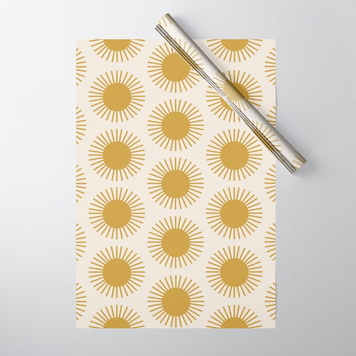Boho Summer Sun Pattern I Golden Wrapping Paper Gallery Image 1