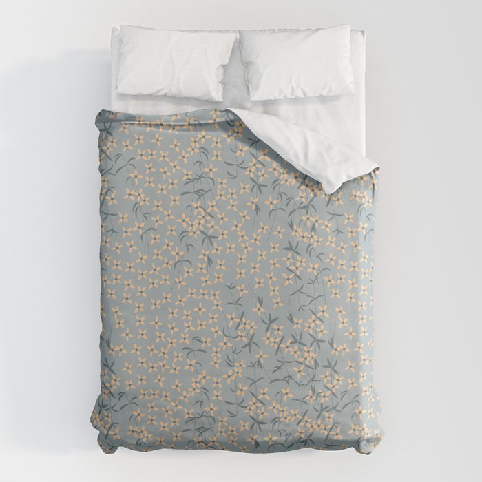 Seamless pattern design with hand drawn flowers and floral elements Duvet Cover Gallery Image 1