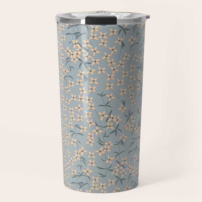 Seamless pattern design with hand drawn flowers and floral elements Travel Mug Gallery Image 1