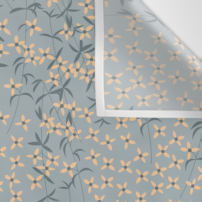 Seamless pattern design with hand drawn flowers and floral elements Wall Tapestry Gallery Image 3