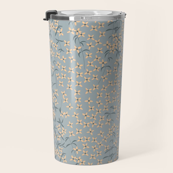 Seamless pattern design with hand drawn flowers and floral elements Travel Mug Gallery Image 3