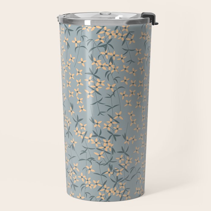 Seamless pattern design with hand drawn flowers and floral elements Travel Mug Gallery Image 2