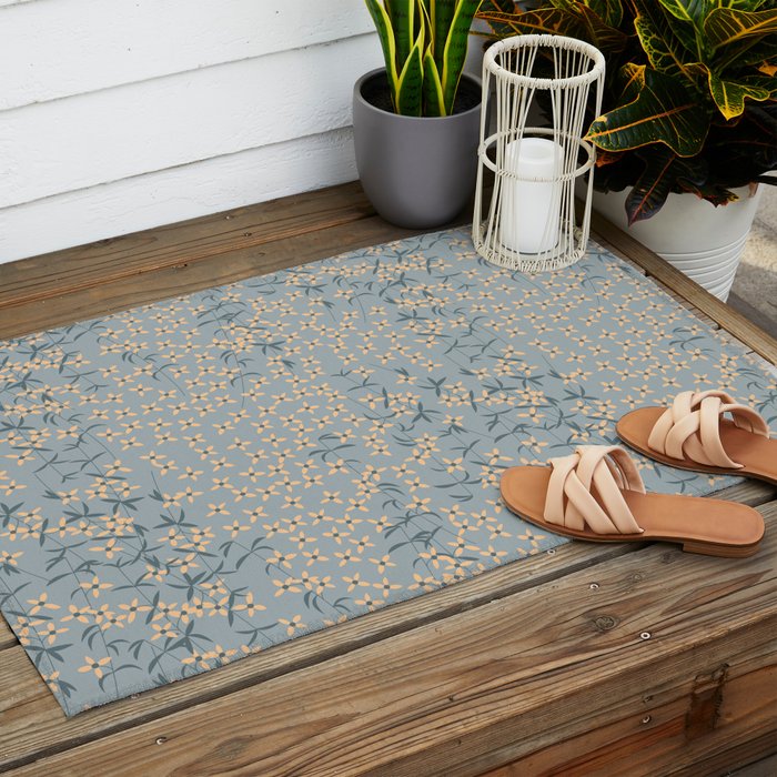 Seamless pattern design with hand drawn flowers and floral elements Outdoor Rug Gallery Image 2