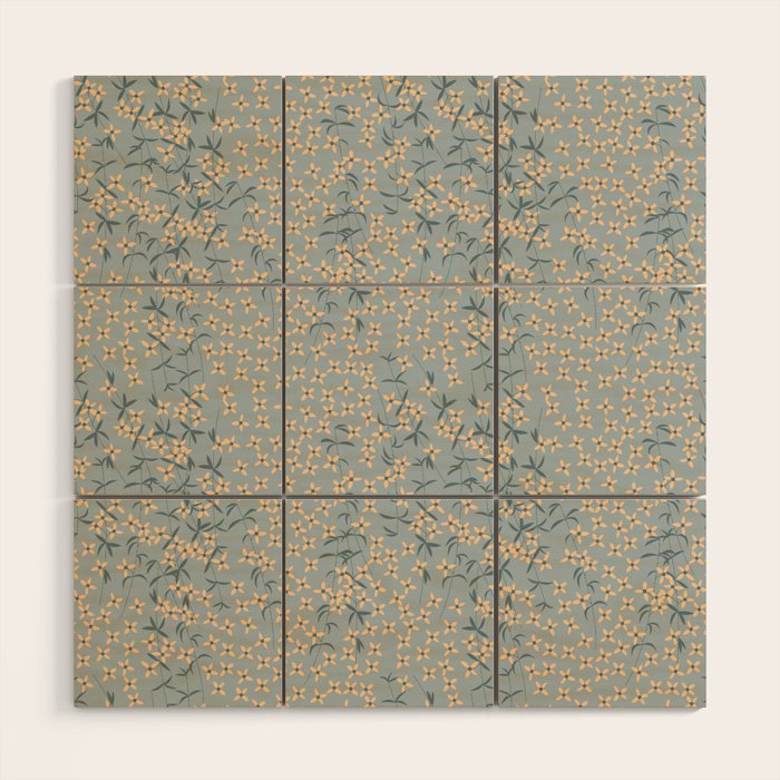 Seamless pattern design with hand drawn flowers and floral elements Wood Wall Art Gallery Image 1