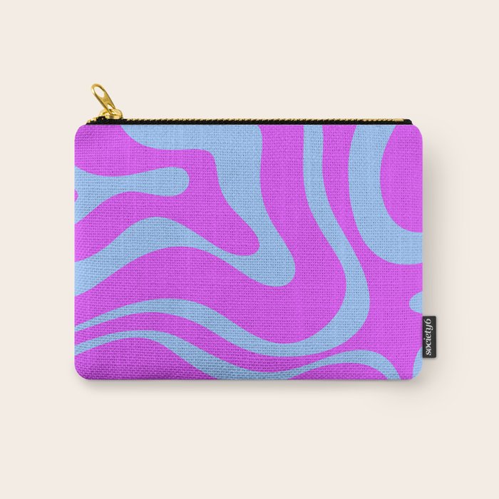 Modern Retro Liquid Swirl Fluid Abstract Pattern Bright Violet and Blue Carry All Pouch Gallery Image 1