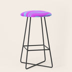 Modern Retro Liquid Swirl Fluid Abstract Pattern Bright Violet and Blue Stool Gallery Image 1