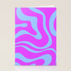 Modern Retro Liquid Swirl Fluid Abstract Pattern Bright Violet and Blue Stationery Card Gallery Image 2