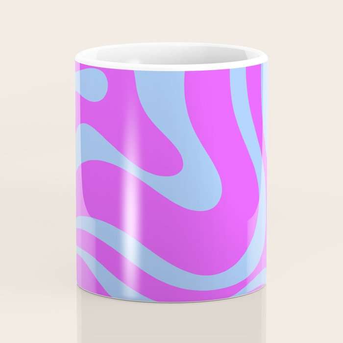 Modern Retro Liquid Swirl Fluid Abstract Pattern Bright Violet and Blue Coffee Mug Gallery Image 4