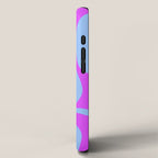 Modern Retro Liquid Swirl Fluid Abstract Pattern Bright Violet and Blue iPhone Case Gallery Image 2