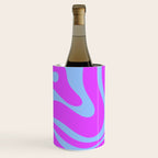Modern Retro Liquid Swirl Fluid Abstract Pattern Bright Violet and Blue Wine Chiller Gallery Image 1