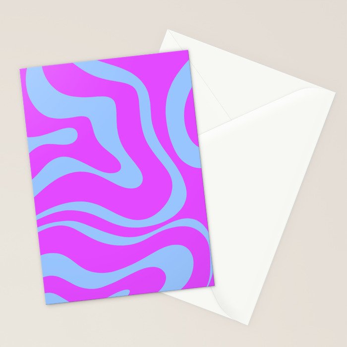 Modern Retro Liquid Swirl Fluid Abstract Pattern Bright Violet and Blue Stationery Card Gallery Image 2