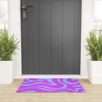Modern Retro Liquid Swirl Fluid Abstract Pattern Bright Violet and Blue Welcome Mat Gallery Image 3
