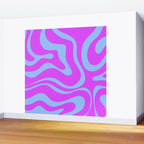 Modern Retro Liquid Swirl Fluid Abstract Pattern Bright Violet and Blue Wall Mural Gallery Image 2