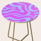 Modern Retro Liquid Swirl Fluid Abstract Pattern Bright Violet and Blue Side Table Gallery Image 2
