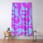Modern Retro Liquid Swirl Fluid Abstract Pattern Bright Violet and Blue Window Curtain Gallery Image 5