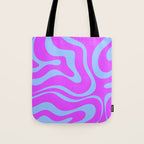 Modern Retro Liquid Swirl Fluid Abstract Pattern Bright Violet and Blue Tote Bag Gallery Image 1