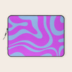 Modern Retro Liquid Swirl Fluid Abstract Pattern Bright Violet and Blue Laptop Sleeve Gallery Image 1