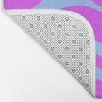 Modern Retro Liquid Swirl Fluid Abstract Pattern Bright Violet and Blue Bath Mat Gallery Image 2