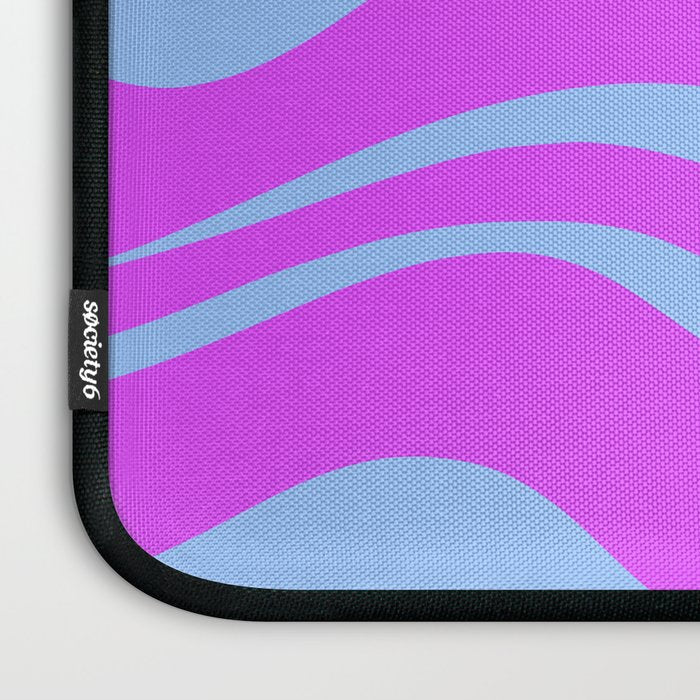 Modern Retro Liquid Swirl Fluid Abstract Pattern Bright Violet and Blue Laptop Sleeve Gallery Image 3