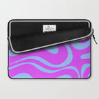 Modern Retro Liquid Swirl Fluid Abstract Pattern Bright Violet and Blue Laptop Sleeve Gallery Image 2