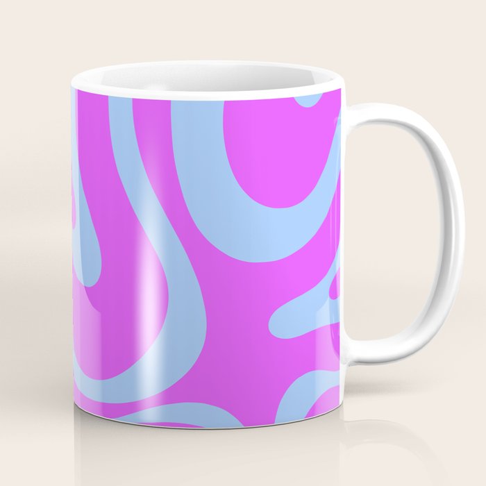 Modern Retro Liquid Swirl Fluid Abstract Pattern Bright Violet and Blue Coffee Mug Gallery Image 1