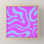Modern Retro Liquid Swirl Fluid Abstract Pattern Bright Violet and Blue Mini Art Print Gallery Image 1