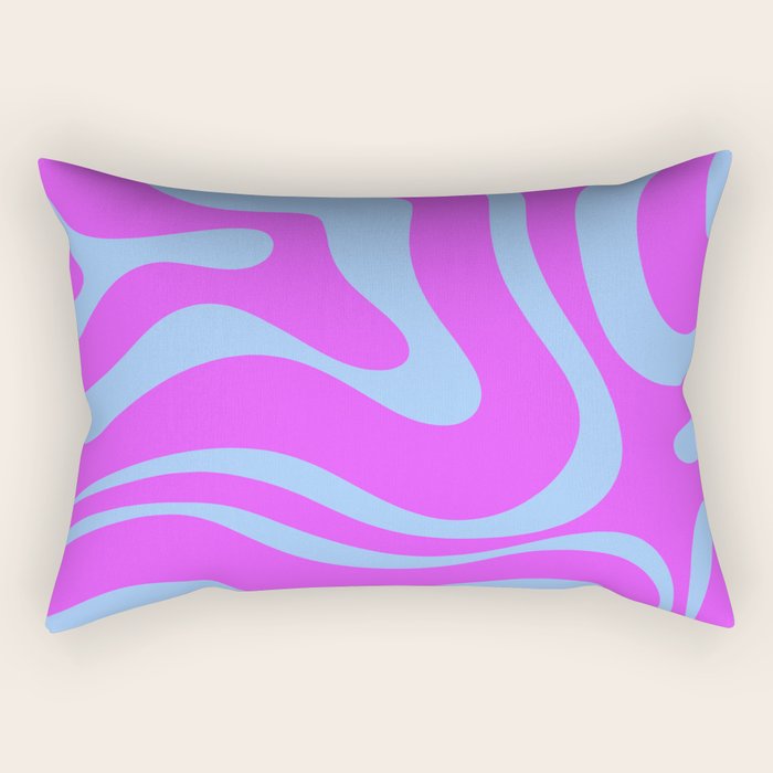 Modern Retro Liquid Swirl Fluid Abstract Pattern Bright Violet and Blue Rectangular Pillow Gallery Image 2