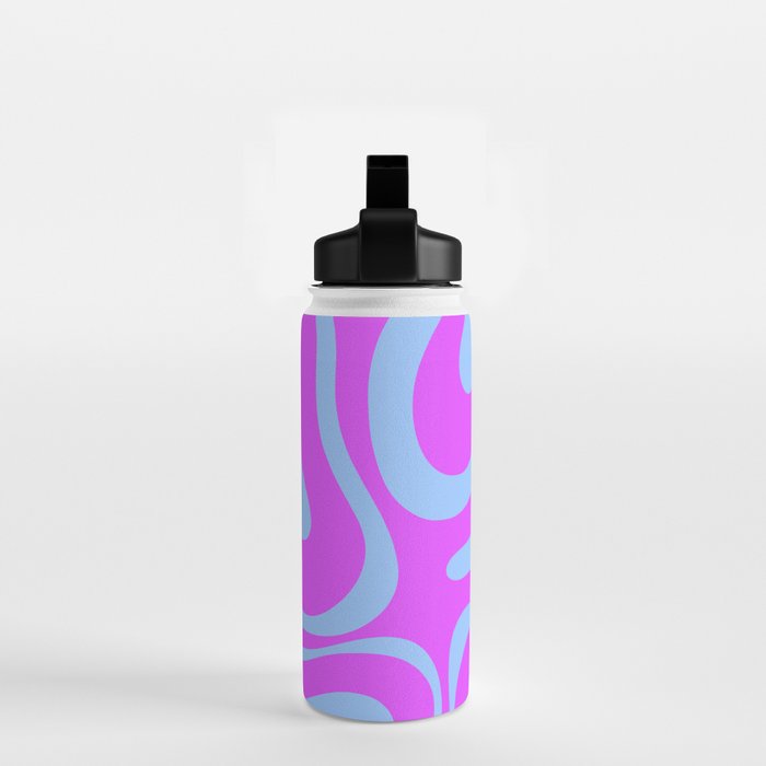 Modern Retro Liquid Swirl Fluid Abstract Pattern Bright Violet and Blue Water Bottle Gallery Image 2