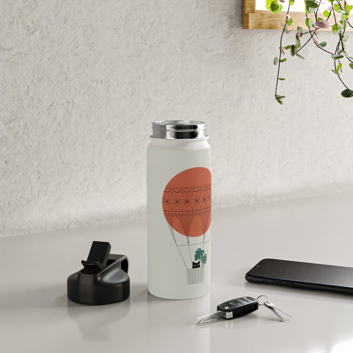 Cat Landscape 138: Hot Sun Balloon Water Bottle Gallery Image 4