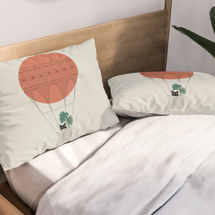 Cat Landscape 138: Hot Sun Balloon Pillow Sham Gallery Image 2