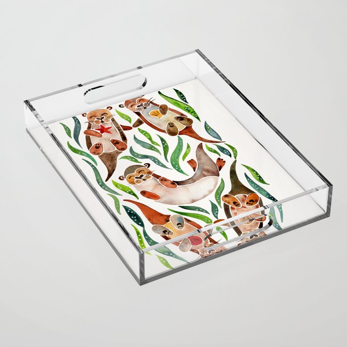 Five Otters - Green Seaweed Acrylic Tray Gallery Image 1